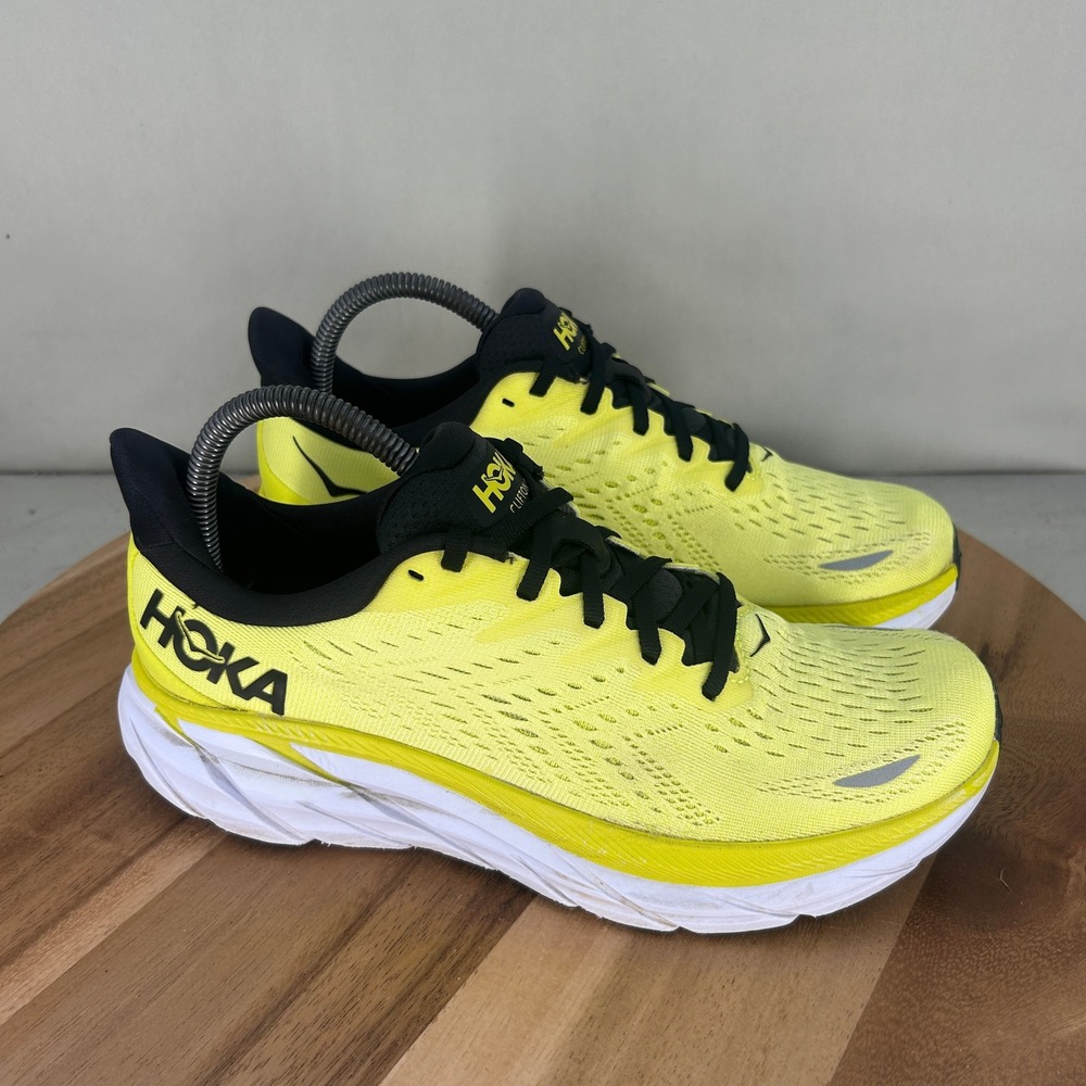 Hoka One One Clifton 8 Mens Size 7.5 D Evening Primrose Black Running Shoes
